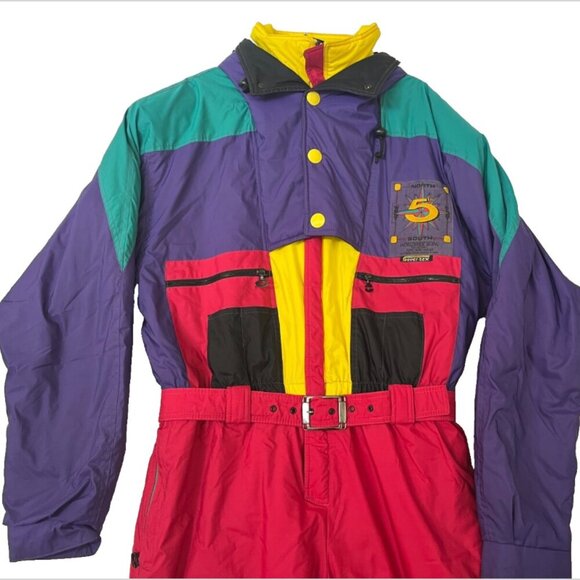 Vtg 5th Avenue One Piece Ski Suit Snowsuit 80s Womens sz 44 Made in Italy Purple - Picture 2 of 14